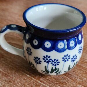 Polish pottery bubble mug, hand made and hand painted in Poland